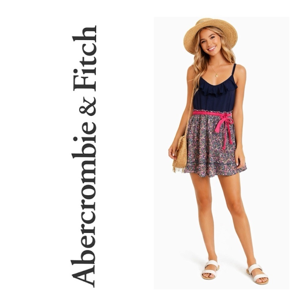 ABERCROMBIE & FITCH Y2K Navy Floral Mini Dress